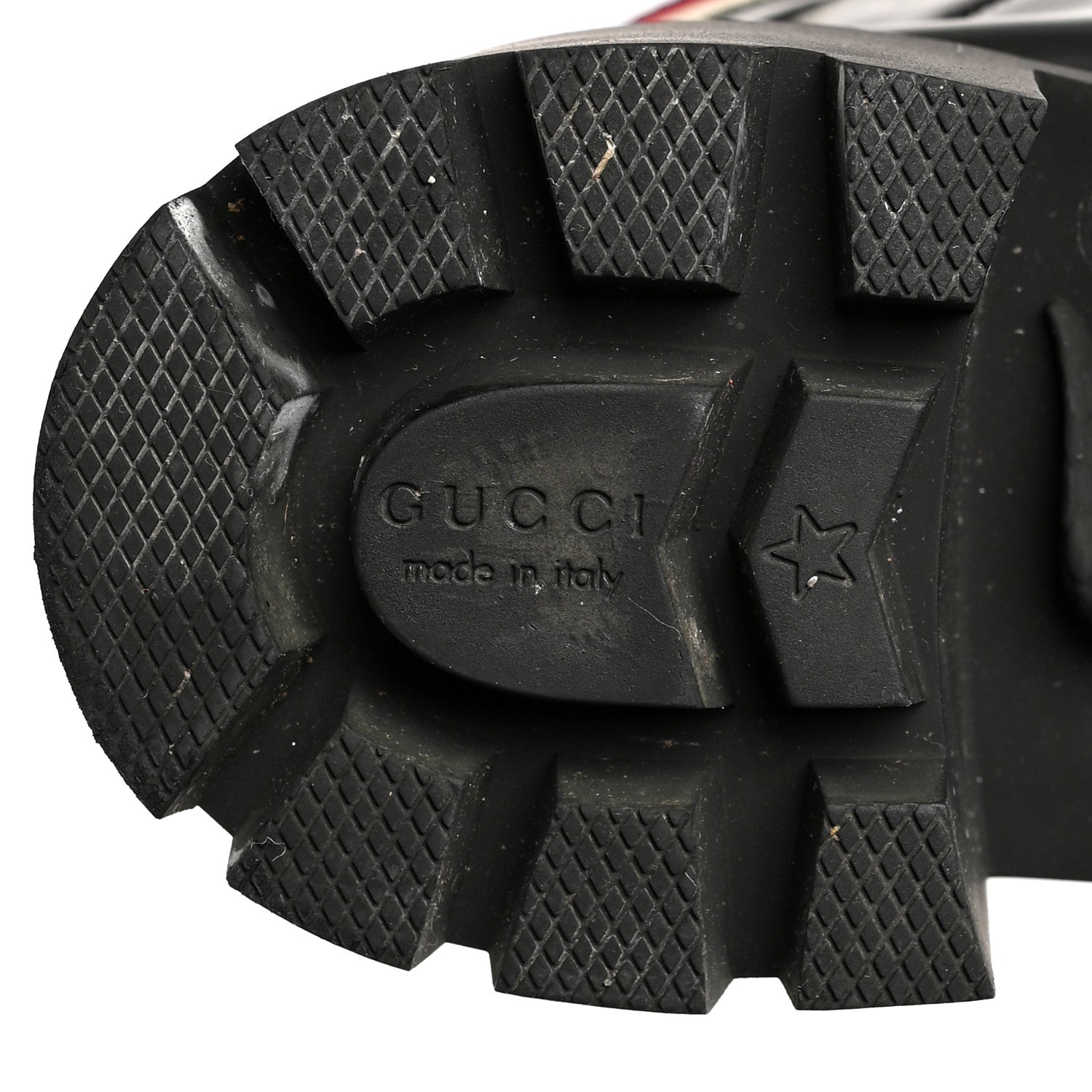 Gucci Calfskin Sylvie Web Lace Up Combat Boots 37.5 Black 7 of 8