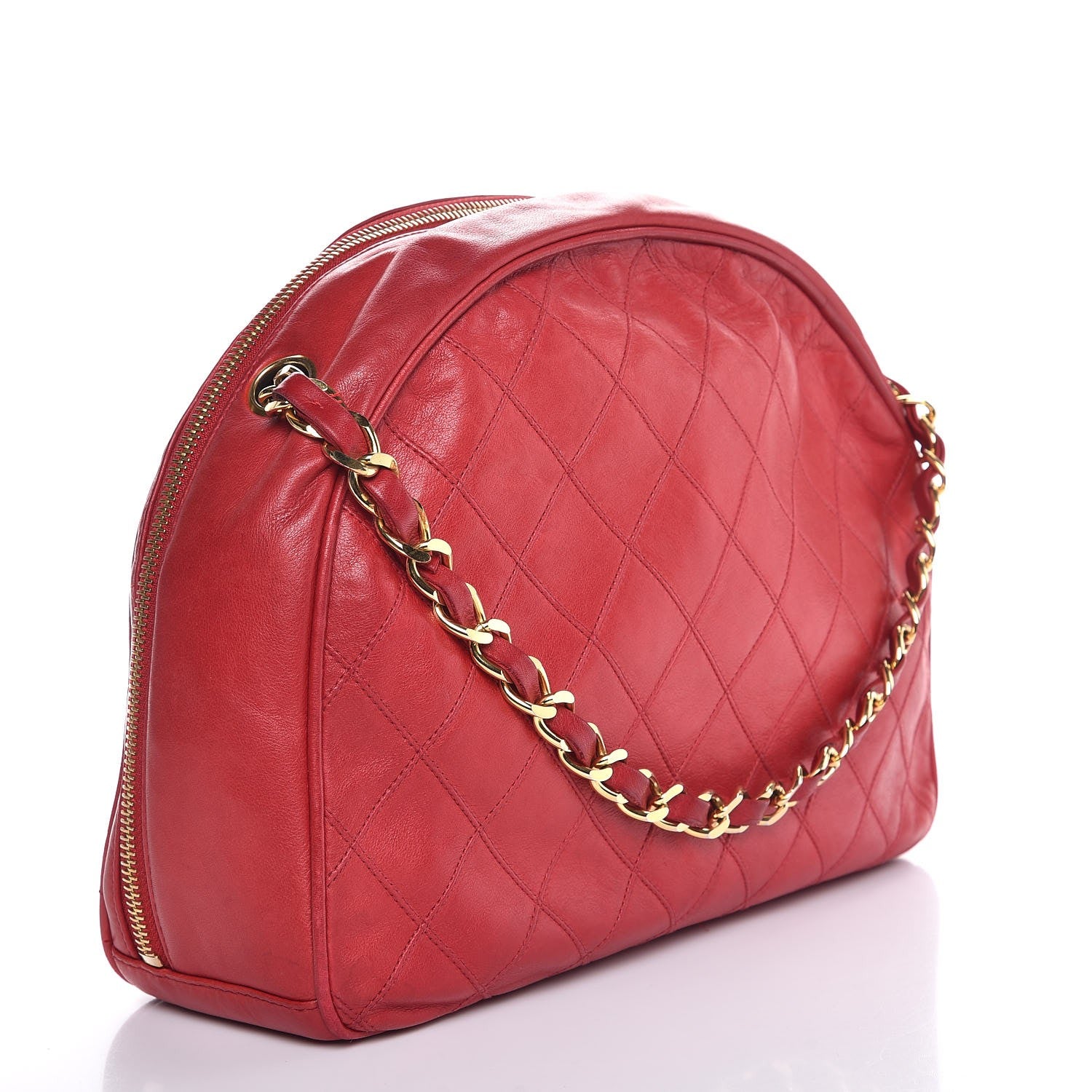 Chanel Lambskin Diamond Stitch Cosmetic Case Red 3 of 17