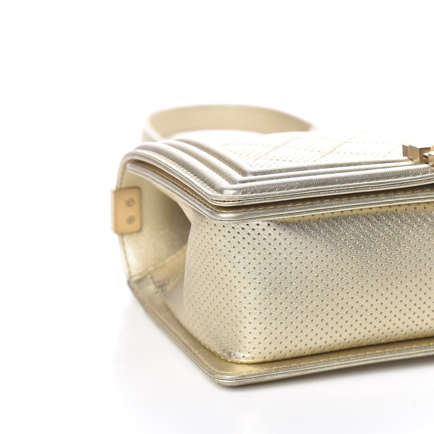 Lambskin Perforated Quilted Medium Boy Flap Gold