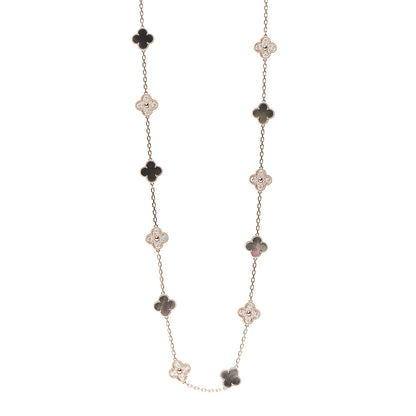 Van Cleef & Arpels 18K Rose Gold Diamond Gray Mother of Pearl 20 Motifs Vintage Alhambra Necklace 1 of 7