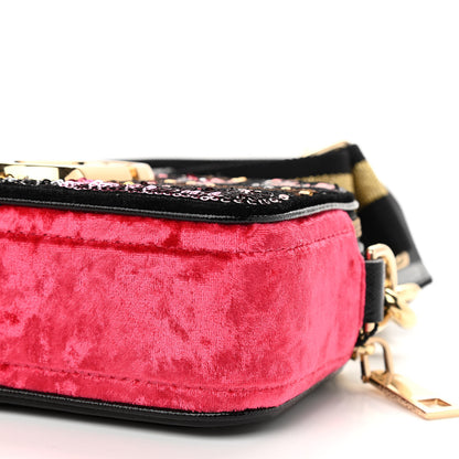 Marc Jacobs Calfskin Velvet Sequin Camouflage Snapshot Camera Bag Red Black 11 of 11