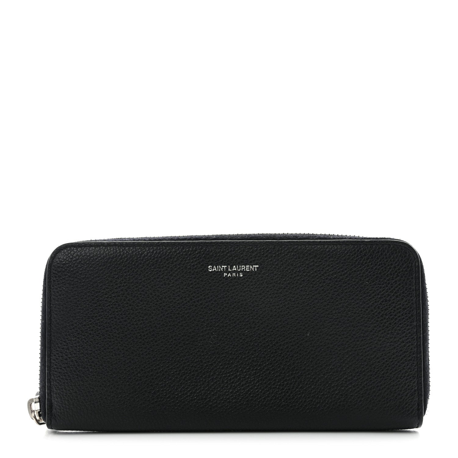 Saint Laurent Grained Calfskin Rive Gauche Zip Around Wallet Black 1 of 10