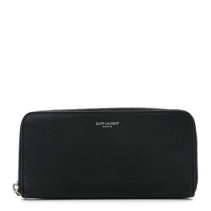 Saint Laurent Grained Calfskin Rive Gauche Zip Around Wallet Black 1 of 10