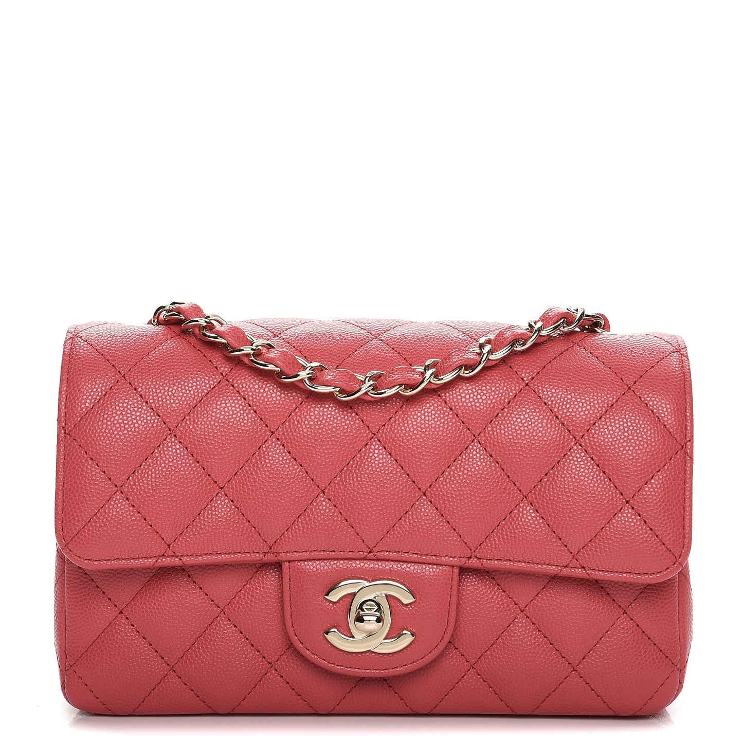 Caviar Quilted Mini Rectangular Flap Dark Pink