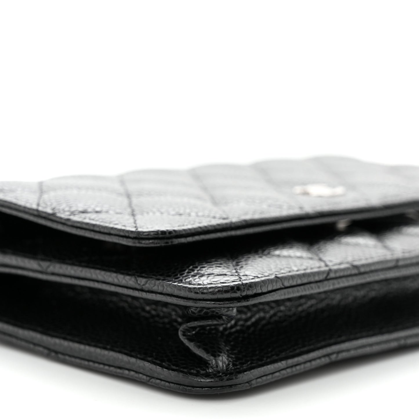 Caviar Quilted Wallet on Chain WOC Black