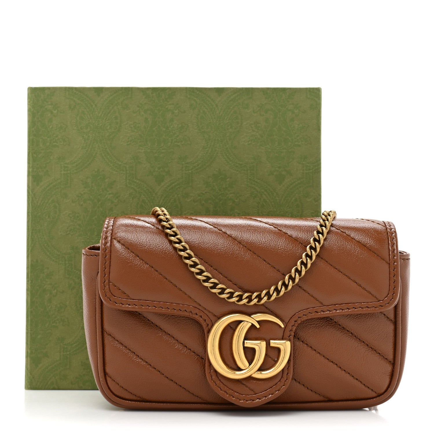 Gucci Azalea Calfskin Matelasse Diagonal Super Mini GG Marmont Shoulder Bag Cuir 11 of 11