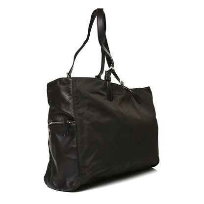 Prada Tessuto Nylon Soft Calfskin Tote Dark Brown 2 of 21