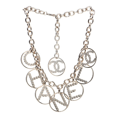 Chanel Metal Strass Crystal Logo Necklace Gold 3 of 7