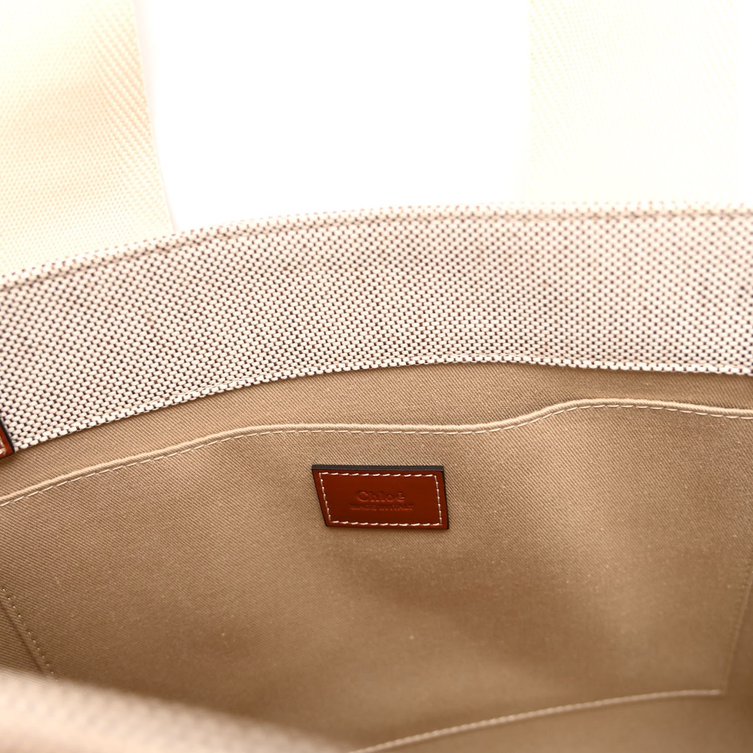 Chloe Cotton Calfskin Medium Woody Ribbon Tote White Brown 6 of 9