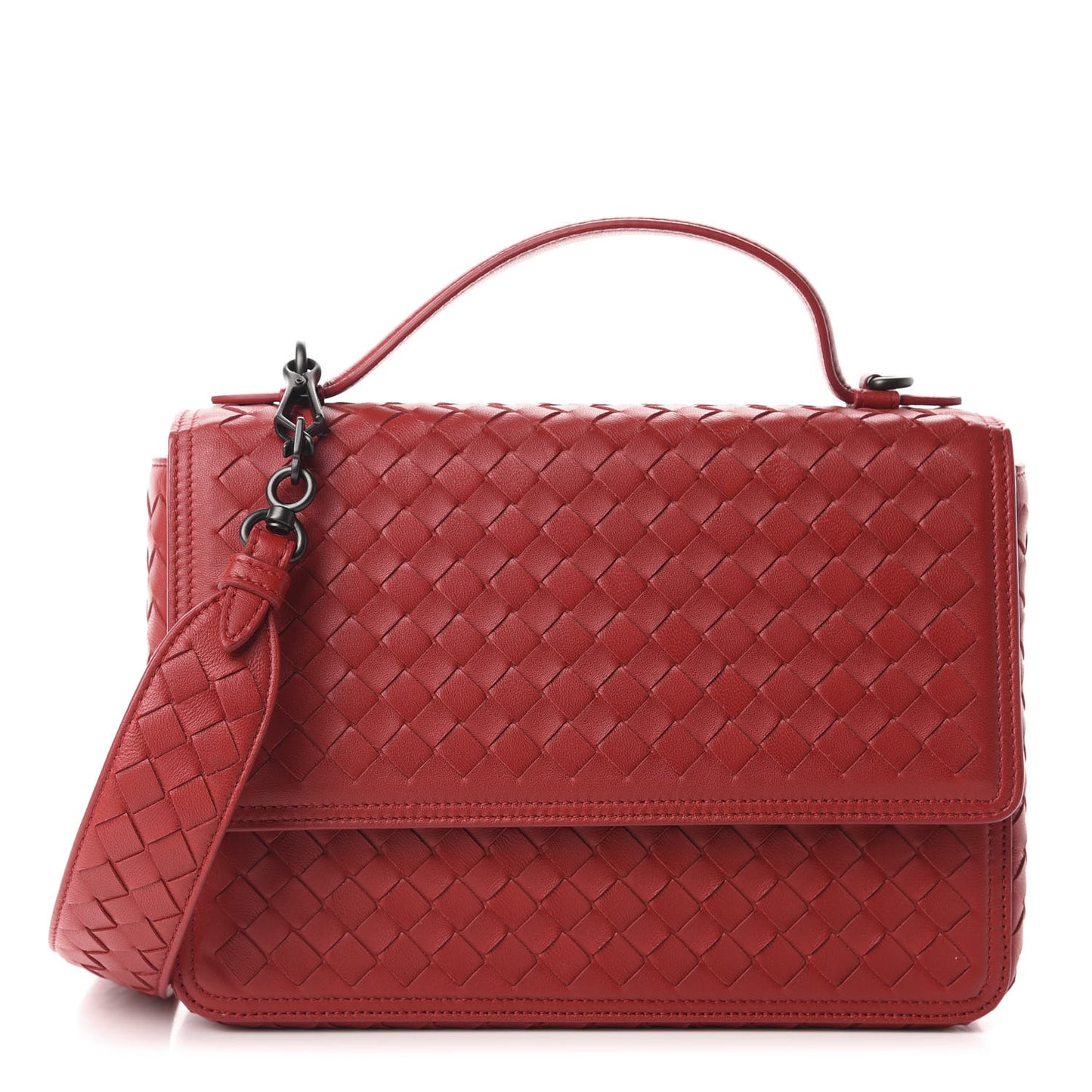 Nappa Intrecciato Alumna Bag China Red