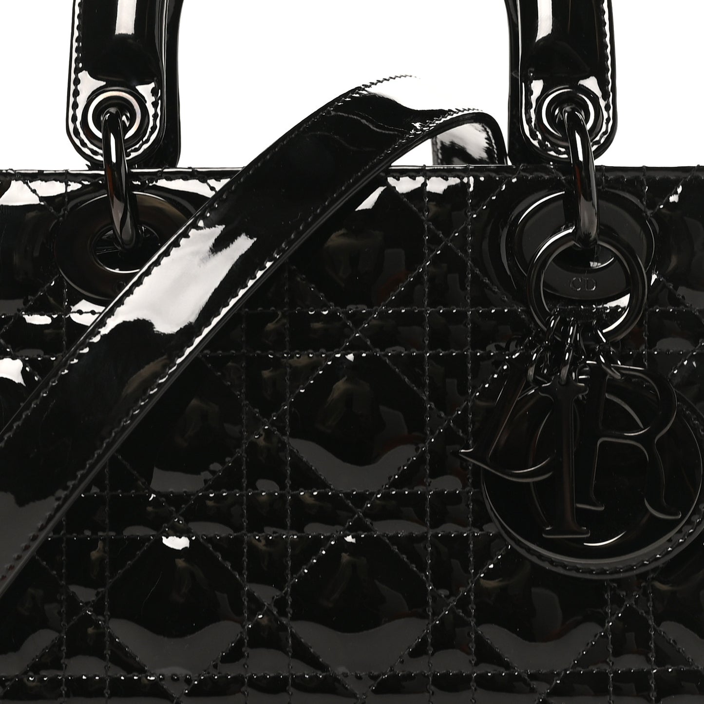 Ultraglossy Patent Cannage Small Lady Dior Black