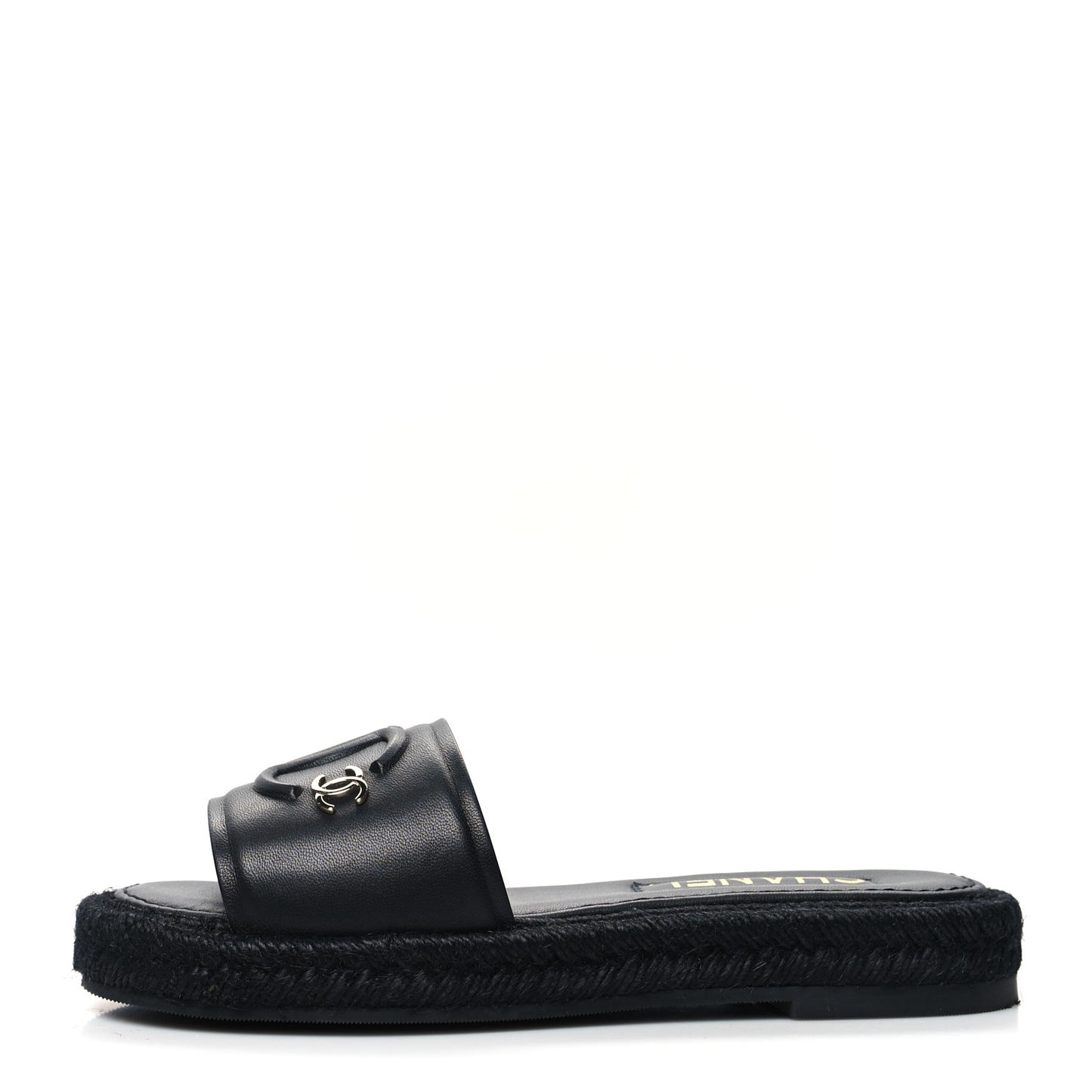 Lambskin Espadrille Mule Sandals 36 Black