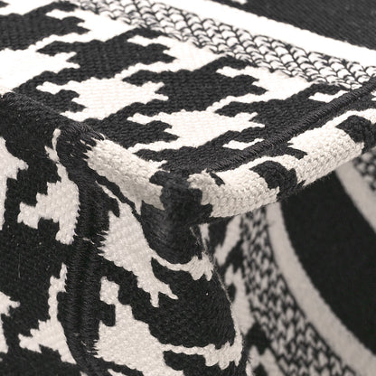 Christian Dior CHRISTIAN DIOR Canvas Houndstooth Embroidered Small Book Tote Black White 11 of 11