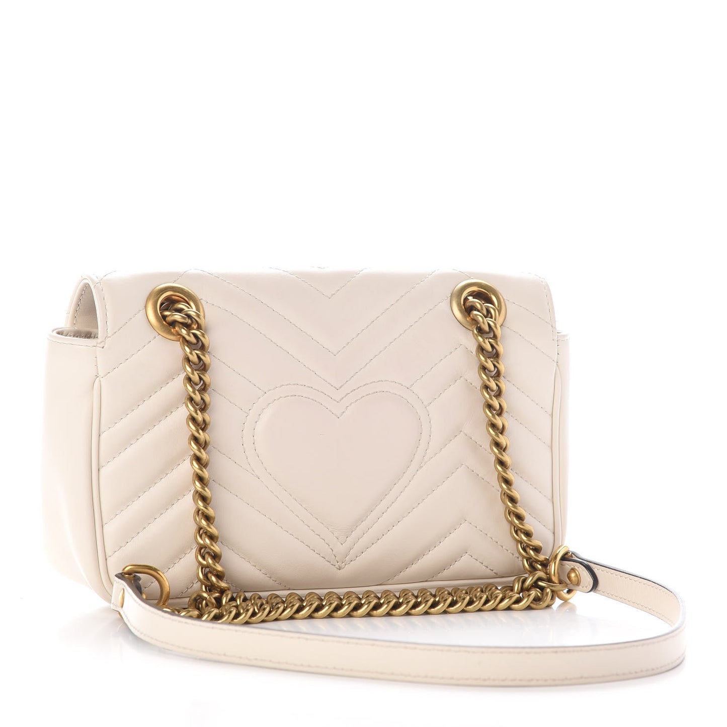 Calfskin Matelasse Mini GG Marmont Shoulder Bag White