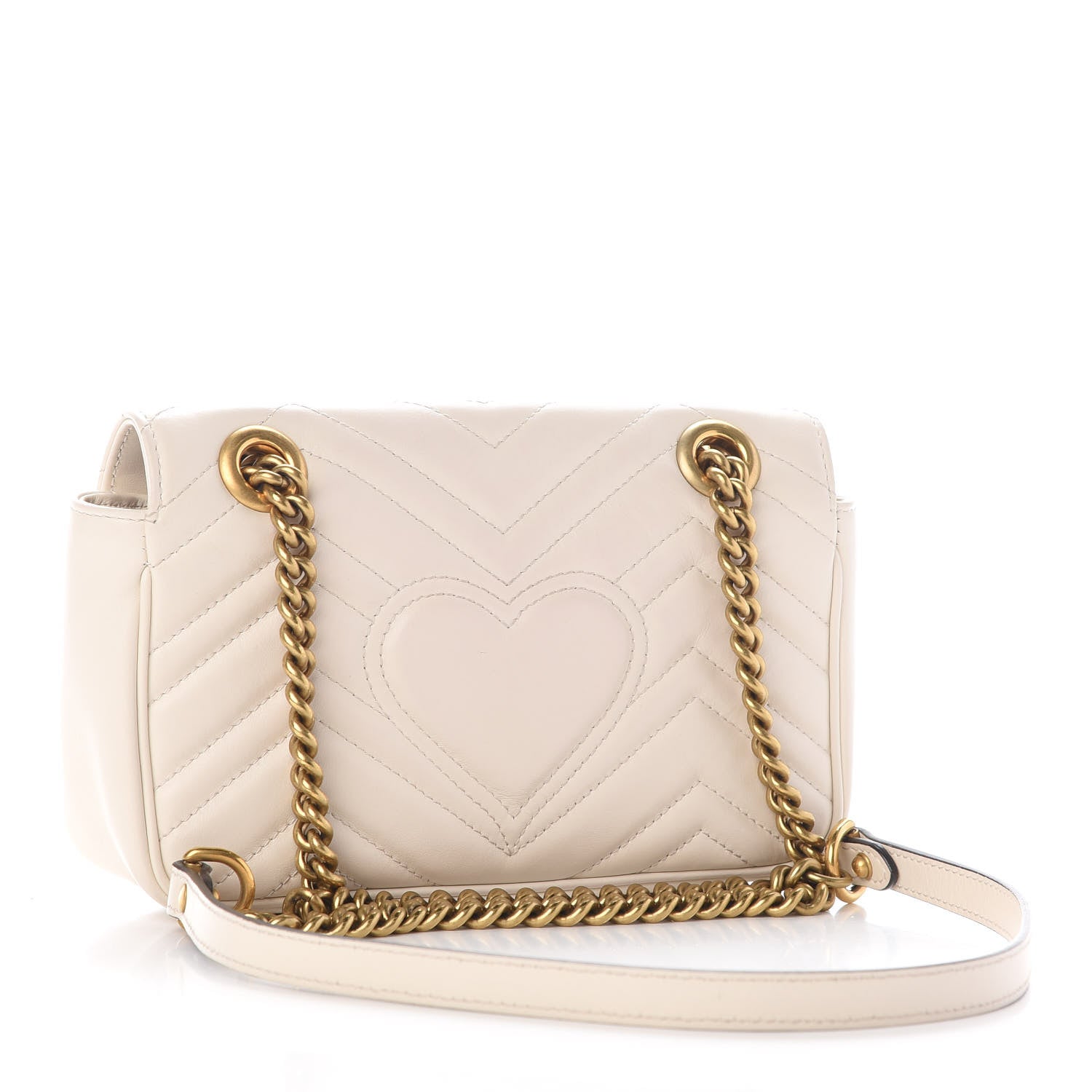 Gucci Calfskin Matelasse Mini GG Marmont Shoulder Bag White 3 of 9