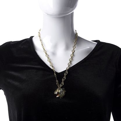 Gucci Metal Enamel Roaring Tiger Pendant Necklace Gold 2 of 6