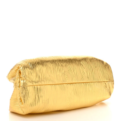 Bottega Veneta Metallic Bark Calfskin Embossed The Pouch Oversized Clutch Oro 4 of 10