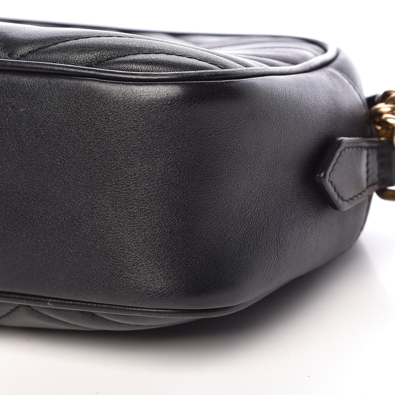 Gucci Calfskin Matelasse Small GG Marmont Chain Shoulder Bag Black 10 of 14