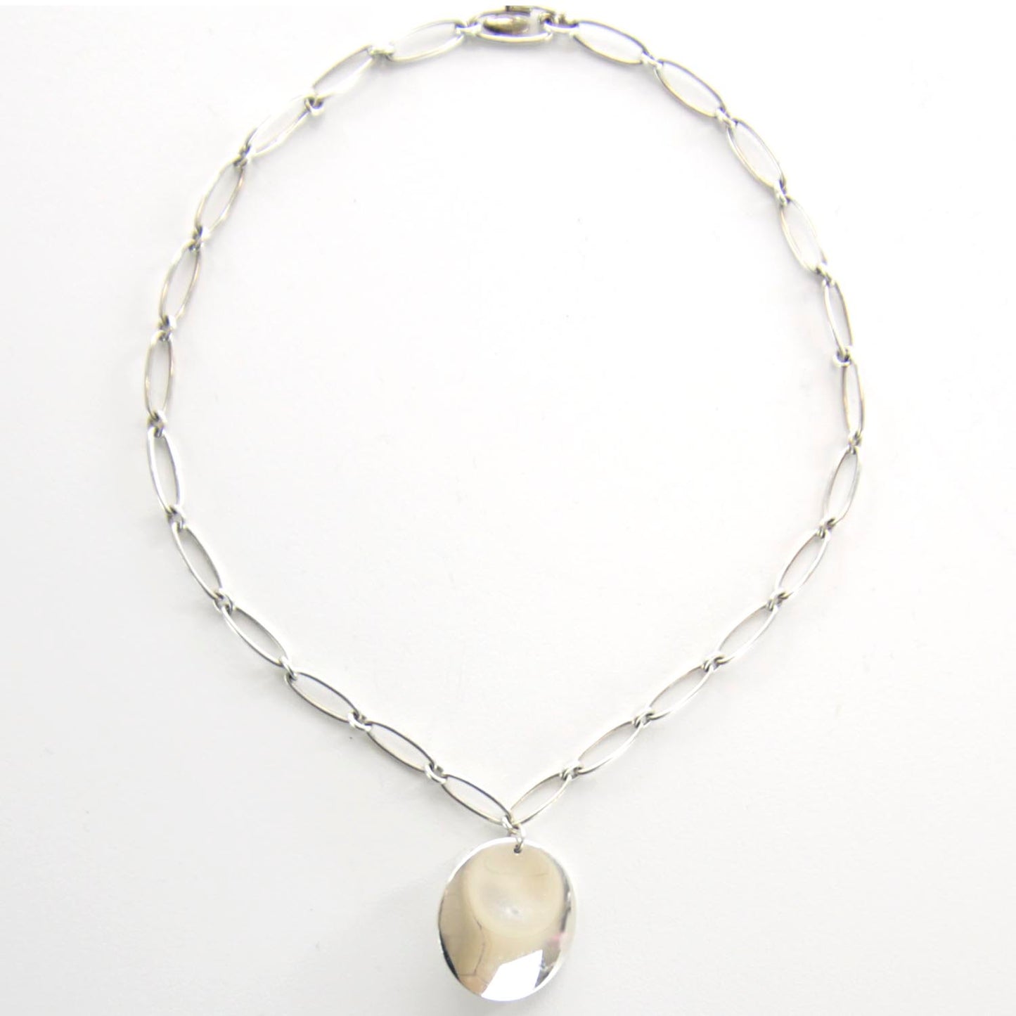 Sterling Silver Elsa Peretti Round Disc Pendant Necklace