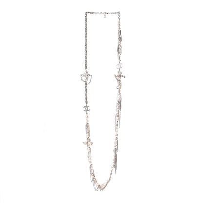 Chanel Graduated Pearl CC Long Necklace Gold Silver 3 of 6