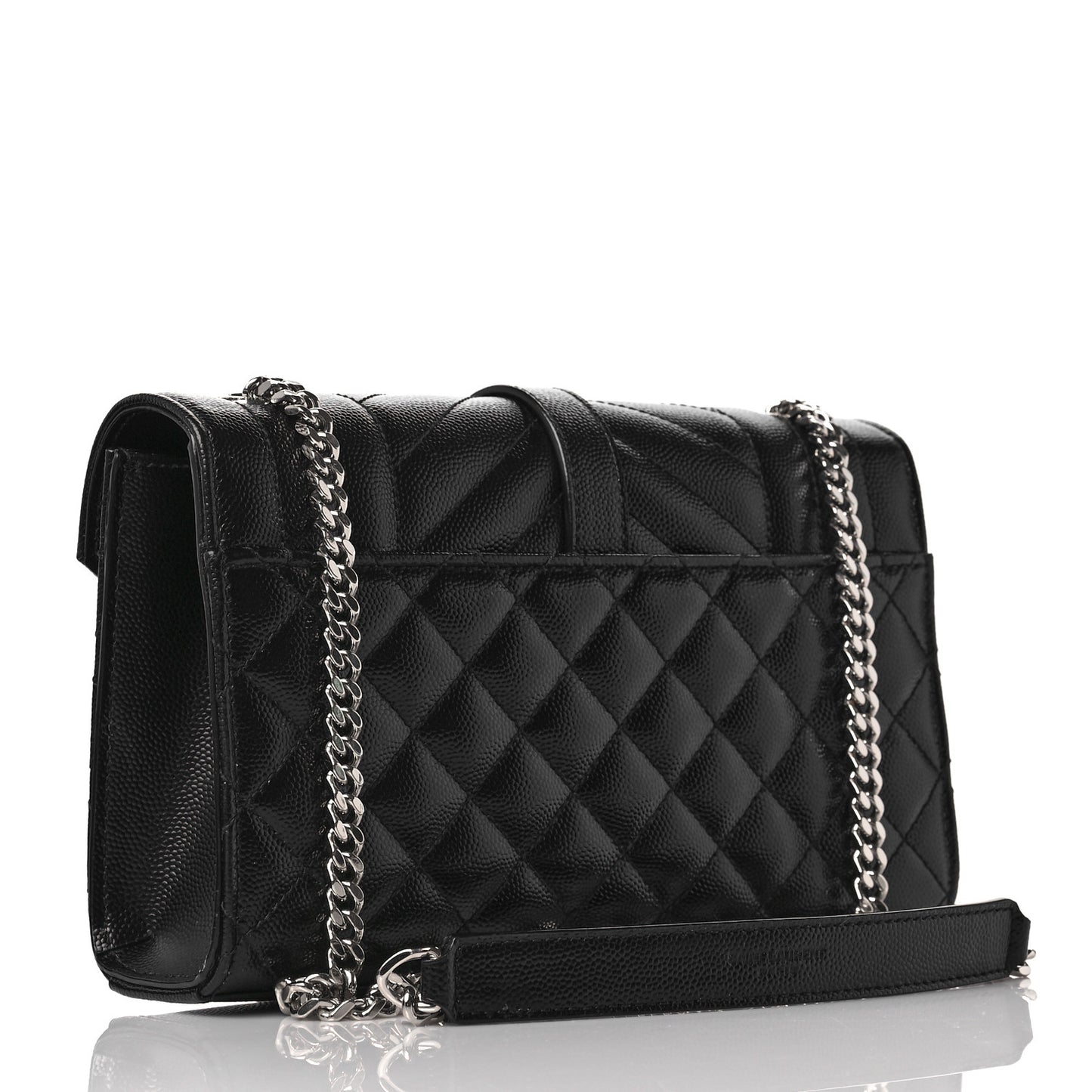 Grain De Poudre Textured Mixed Matelasse Triquilt Small Monogram Satchel Black