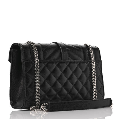 Saint Laurent Grain De Poudre Textured Mixed Matelasse Triquilt Small Monogram Satchel Black 2 of 9