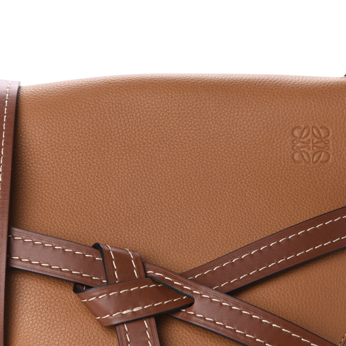 Grained Calfskin Small Gate Crossbody Bag Caramel Pecan
