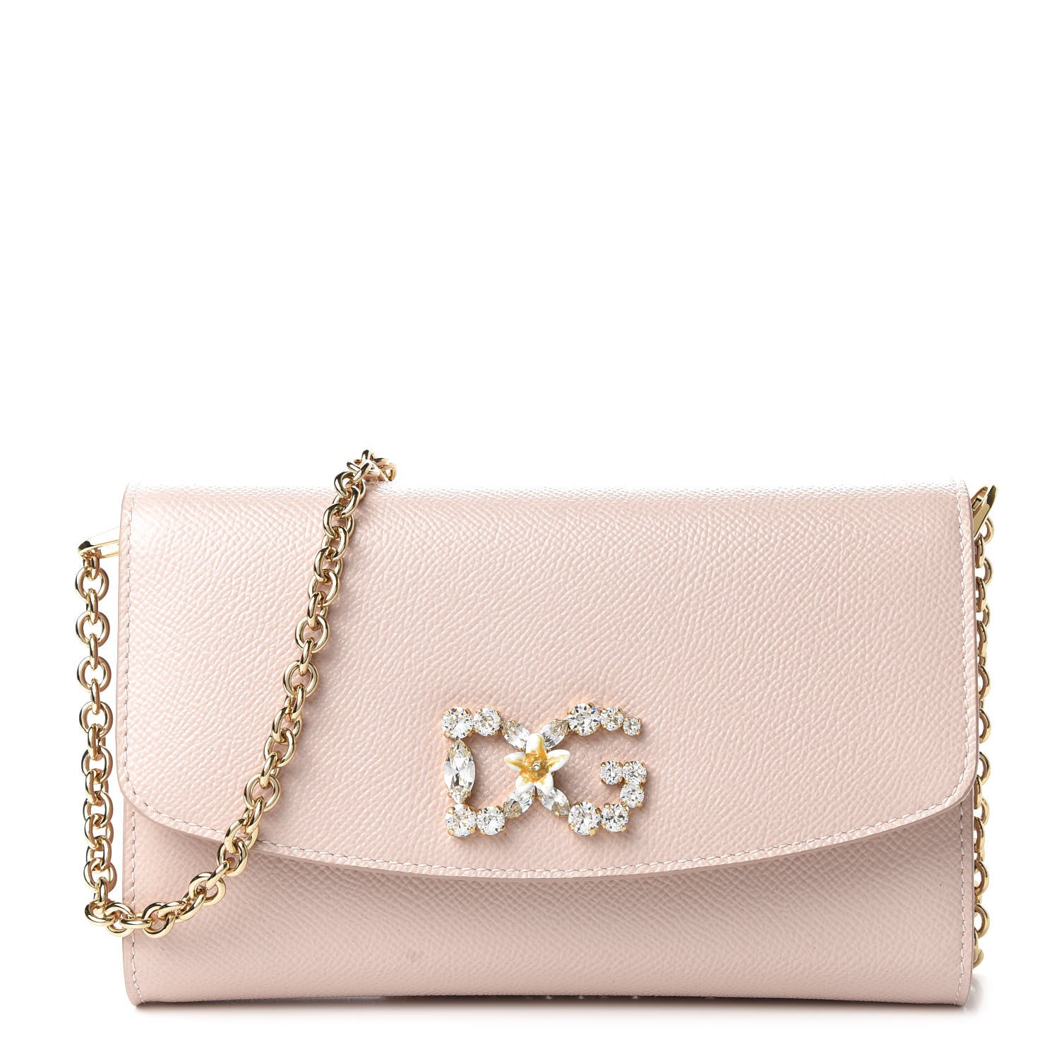 Dolce & Gabbana Dauphine Crystal Wallet On Chain Light Pink 1 of 10