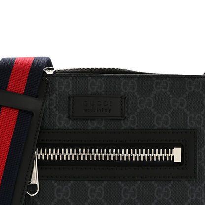 Gucci GG Supreme Monogram Web Small Flat Messenger Bag Black Grey 8 of 13