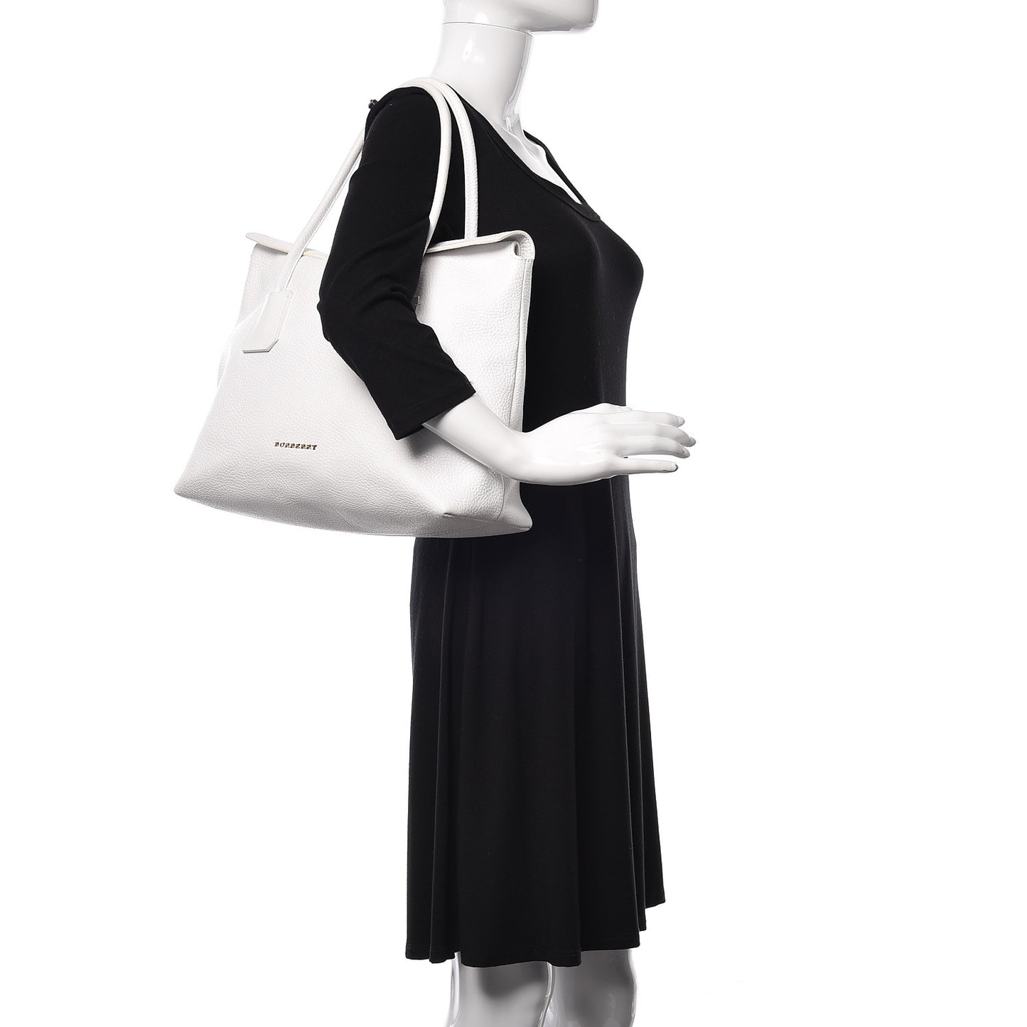 London Grainy Calfskin Medium Baynard Tote White