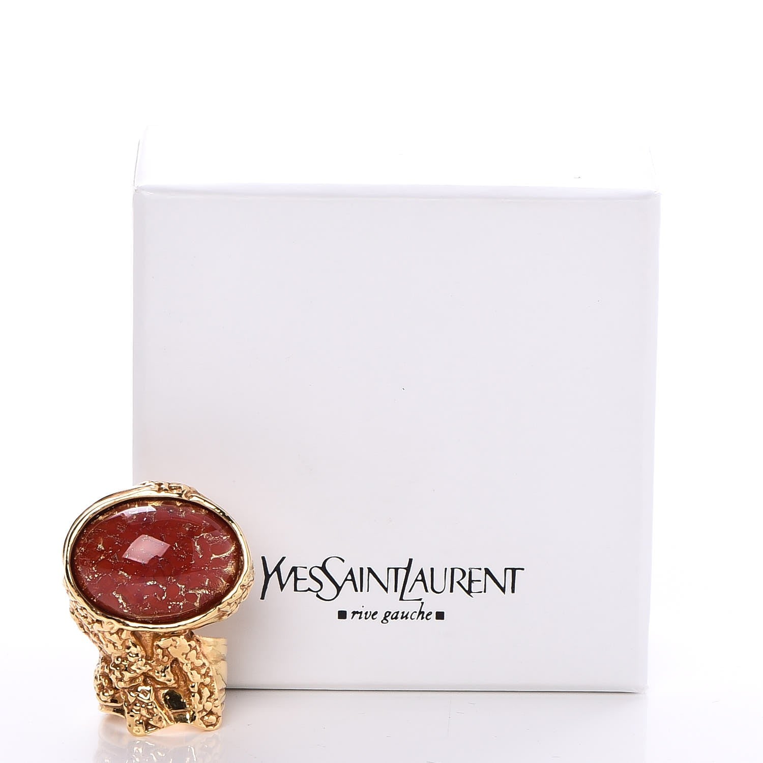 Saint Laurent Glass Cabochon Arty Ovale Ring 5 Gold Opium 5 of 5