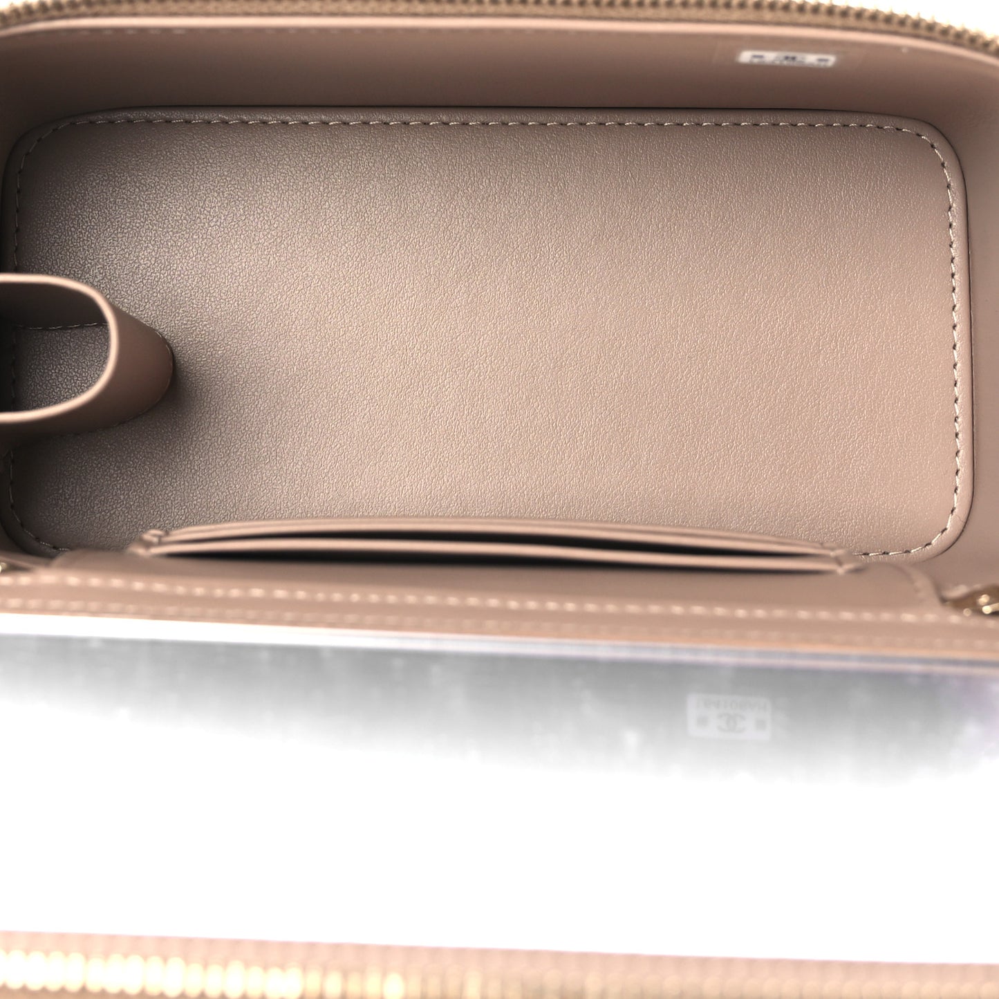 Caviar Quilted Small Vanity Case With Chain Dark Beige