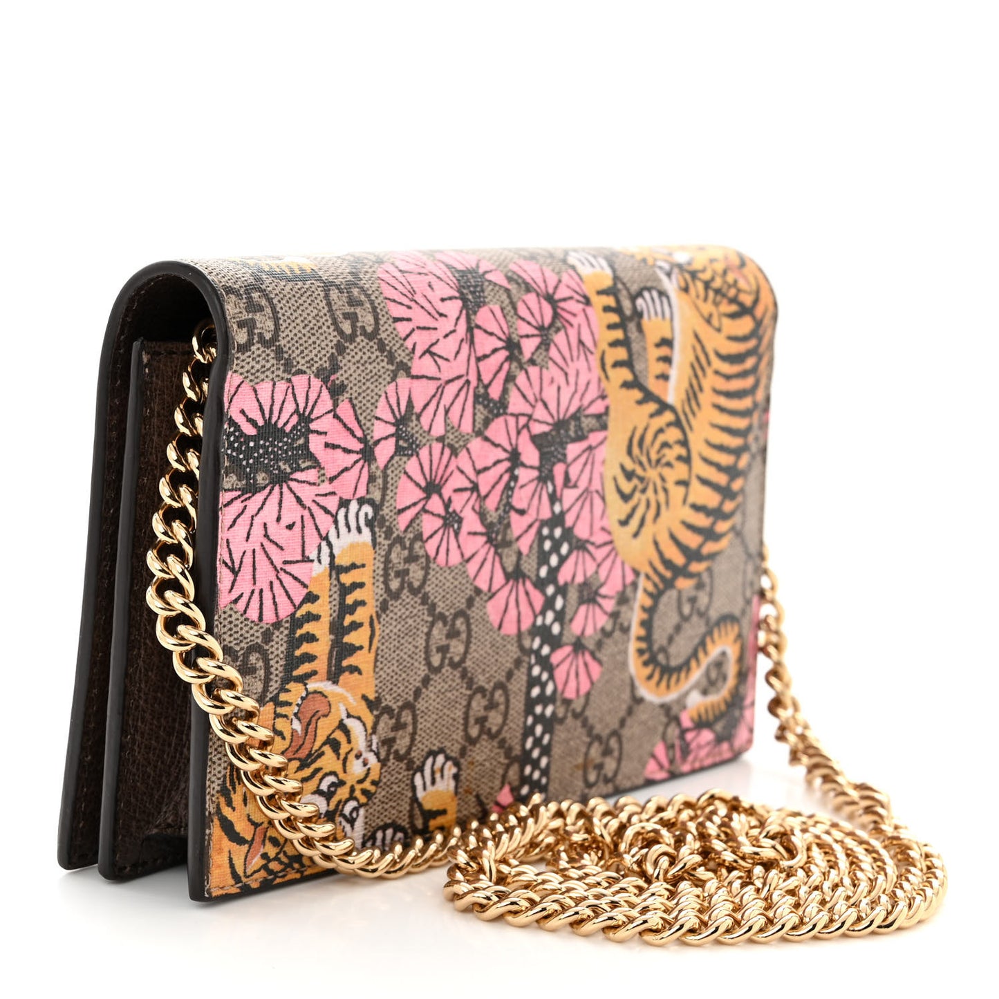 GG Supreme Monogram Bengal Chain Wallet Beige Pink