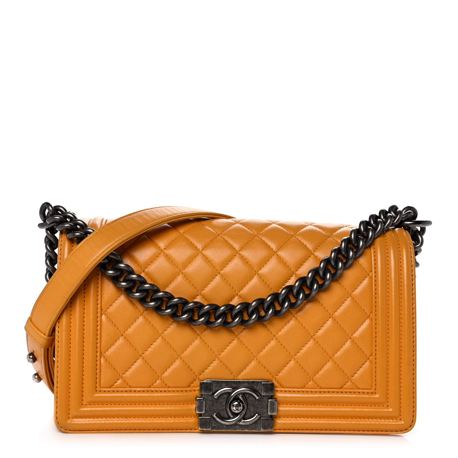 Chanel Lambskin Quilted Medium Boy Flap Yellow 1 of 10