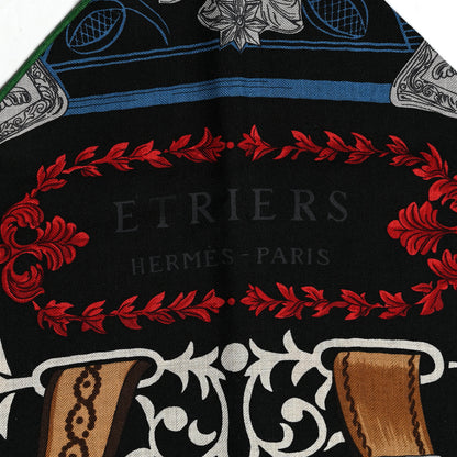 Hermes Silk Etriers Remix Application Coeur Triangle Scarf Black Multicolor 3 of 3