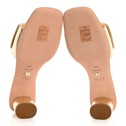 Christian Dior Laminated Lambskin C'est Dior 50mm Slide Sandals 35.5 Light Gold 5 of 9