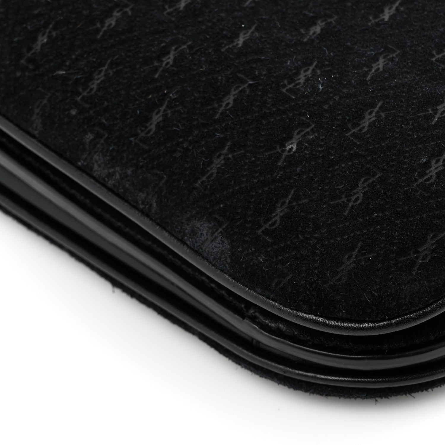 Saint Laurent Suede All-Over Monogram Small Le Monogramme Satchel Black 18 of 19