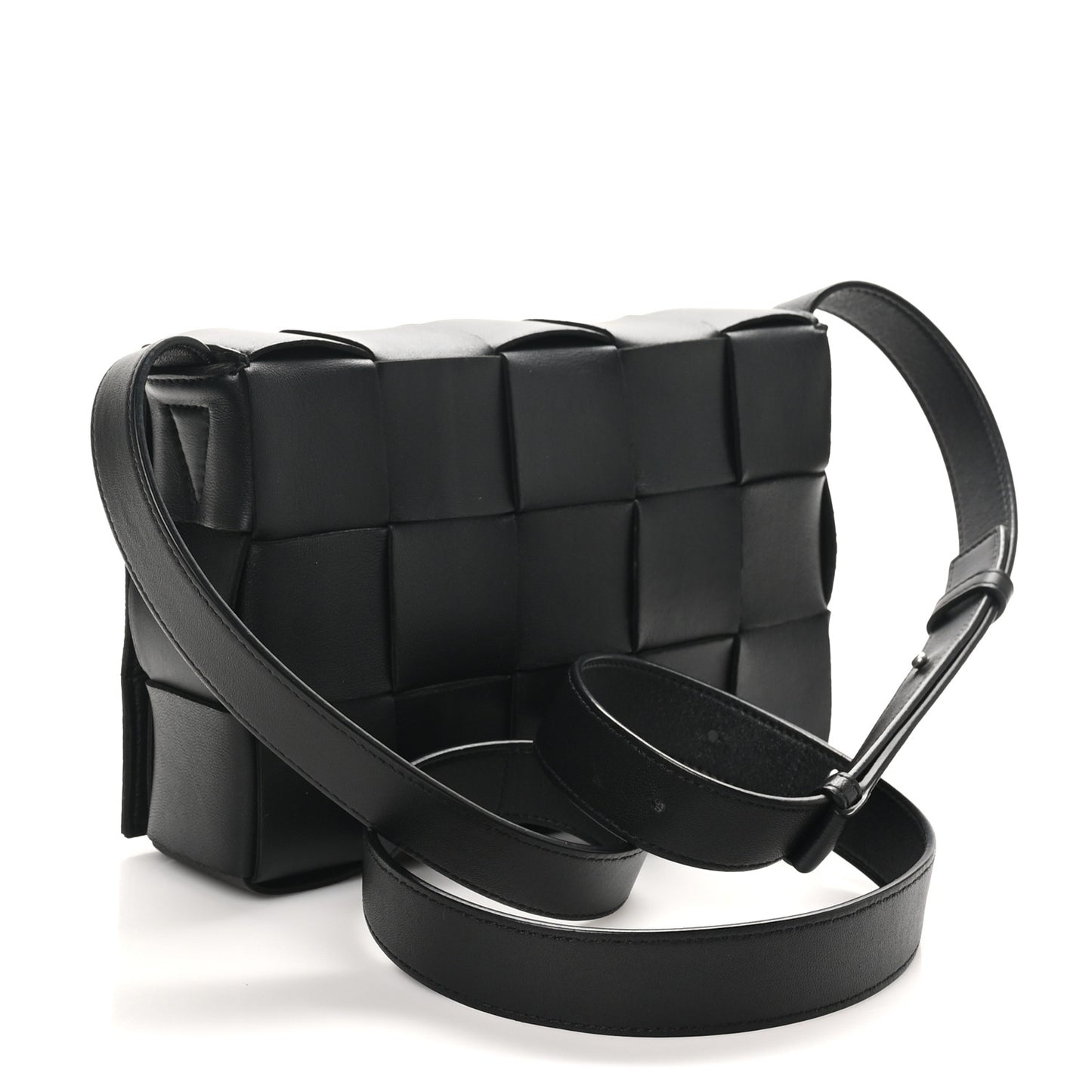 Lambskin Maxi Intrecciato Cassette Crossbody Bag Black