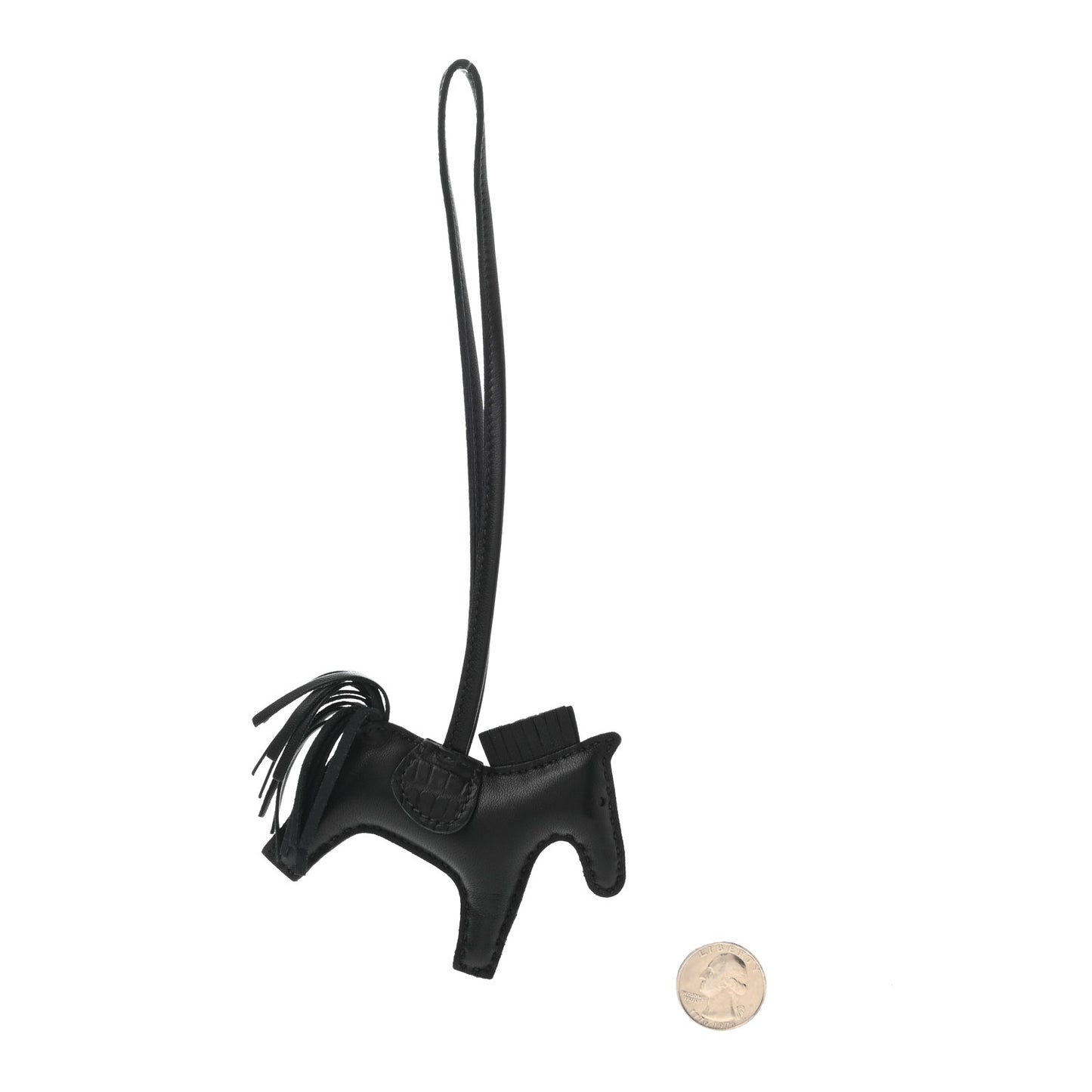 Milo Lambskin Matte Alligator Touch Grigri Rodeo Horse Bag Charm PM So Black