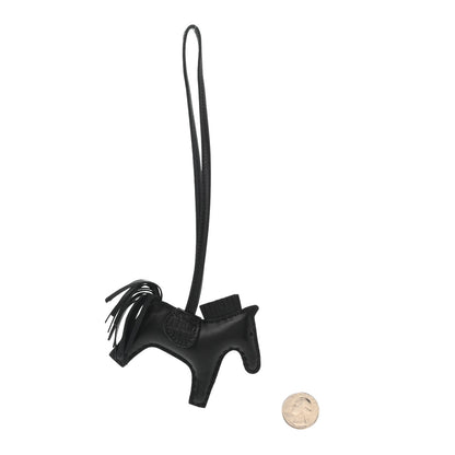 Hermes Milo Lambskin Matte Alligator Touch Grigri Rodeo Horse Bag Charm PM So Black 2 of 5