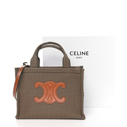 Celine Textile Calfskin Pied De Poule Print Triomphe Striped Small Cabas Thais Multicolor 12 of 12