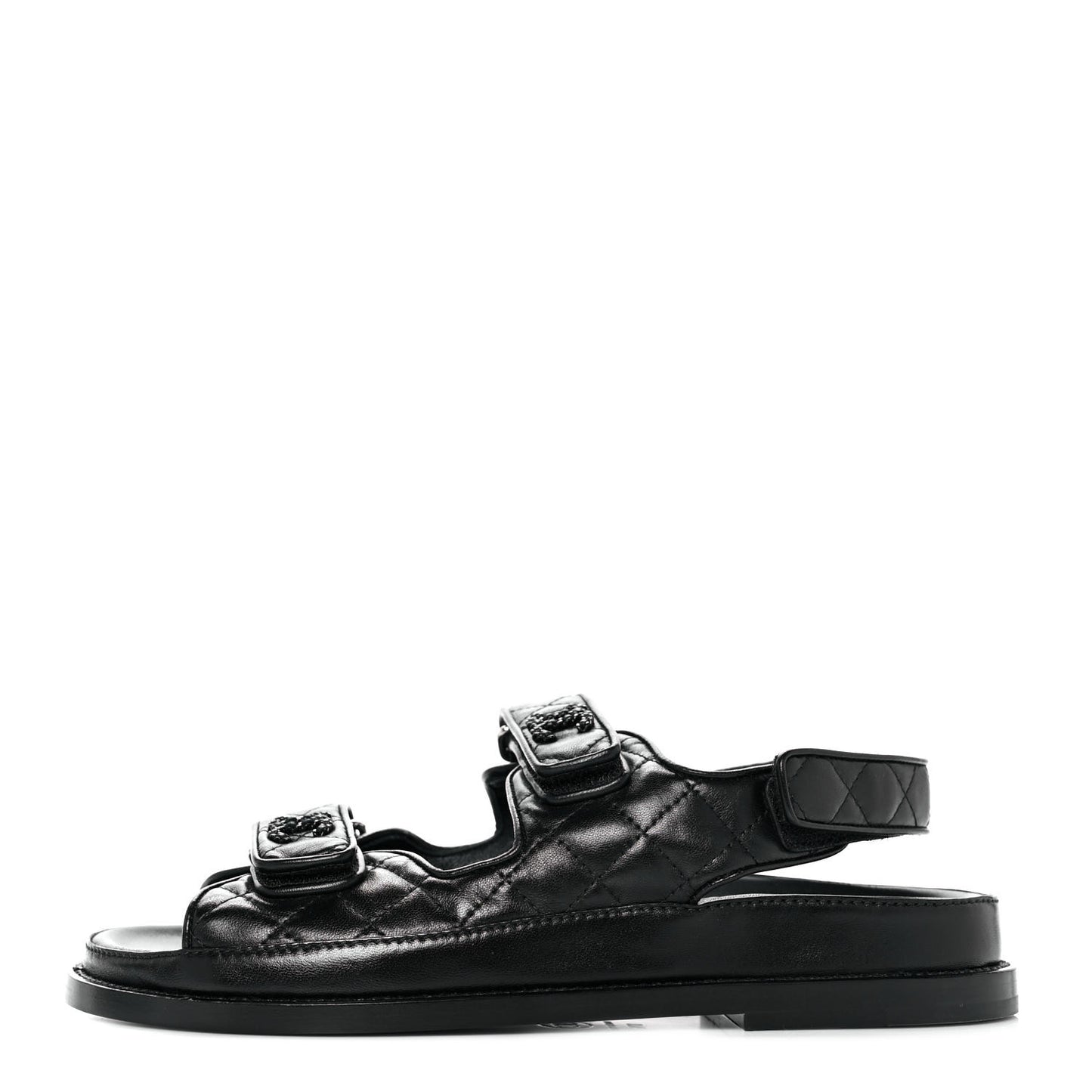Lambskin Velcro Dad Sandals 37.5 Black