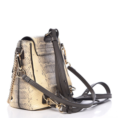 Chloe Calfskin Watersnake Embossed Mini Faye Backpack Cloudy Yellow 4 of 10