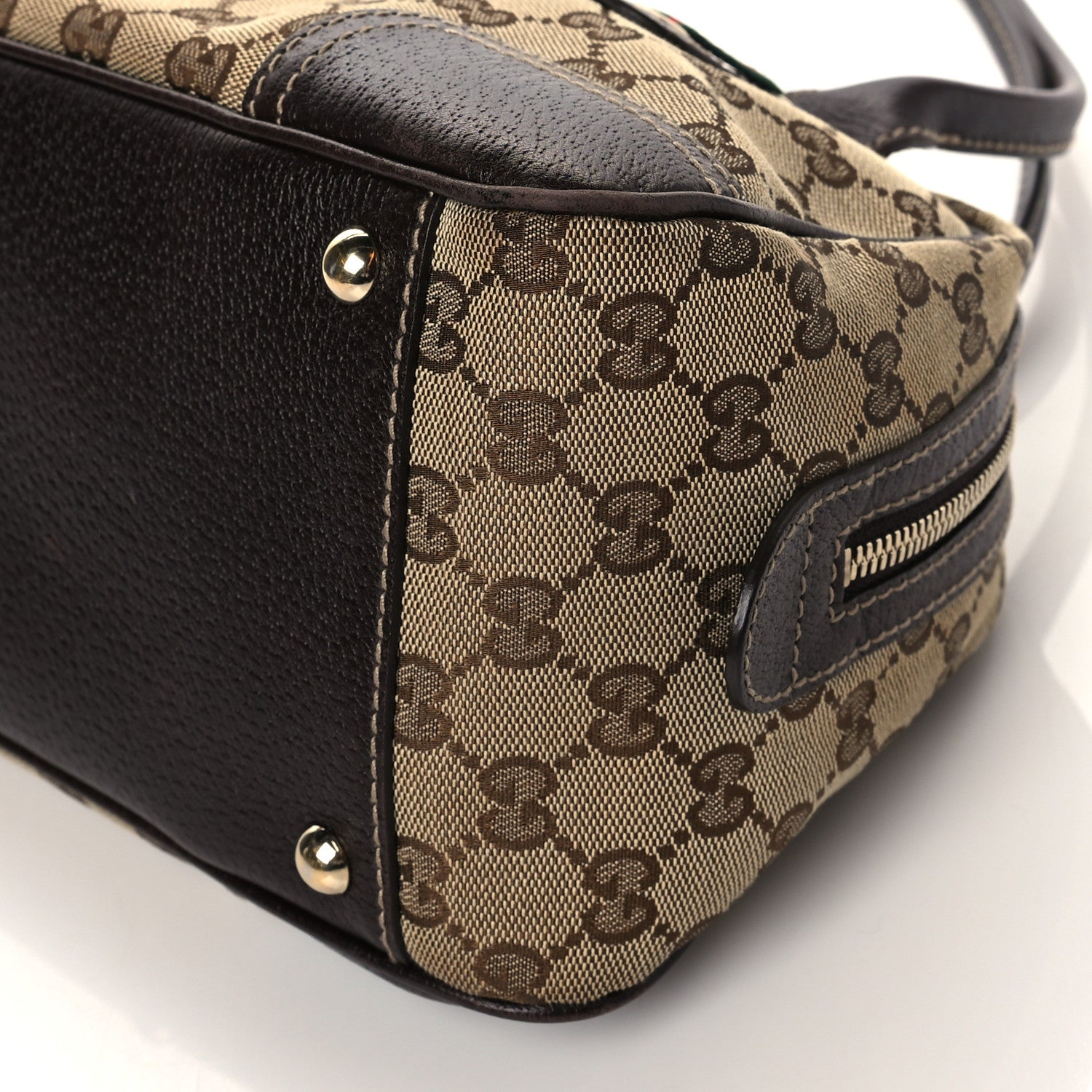 Gucci Monogram Small Princy Satchel Dark Brown 9 of 11