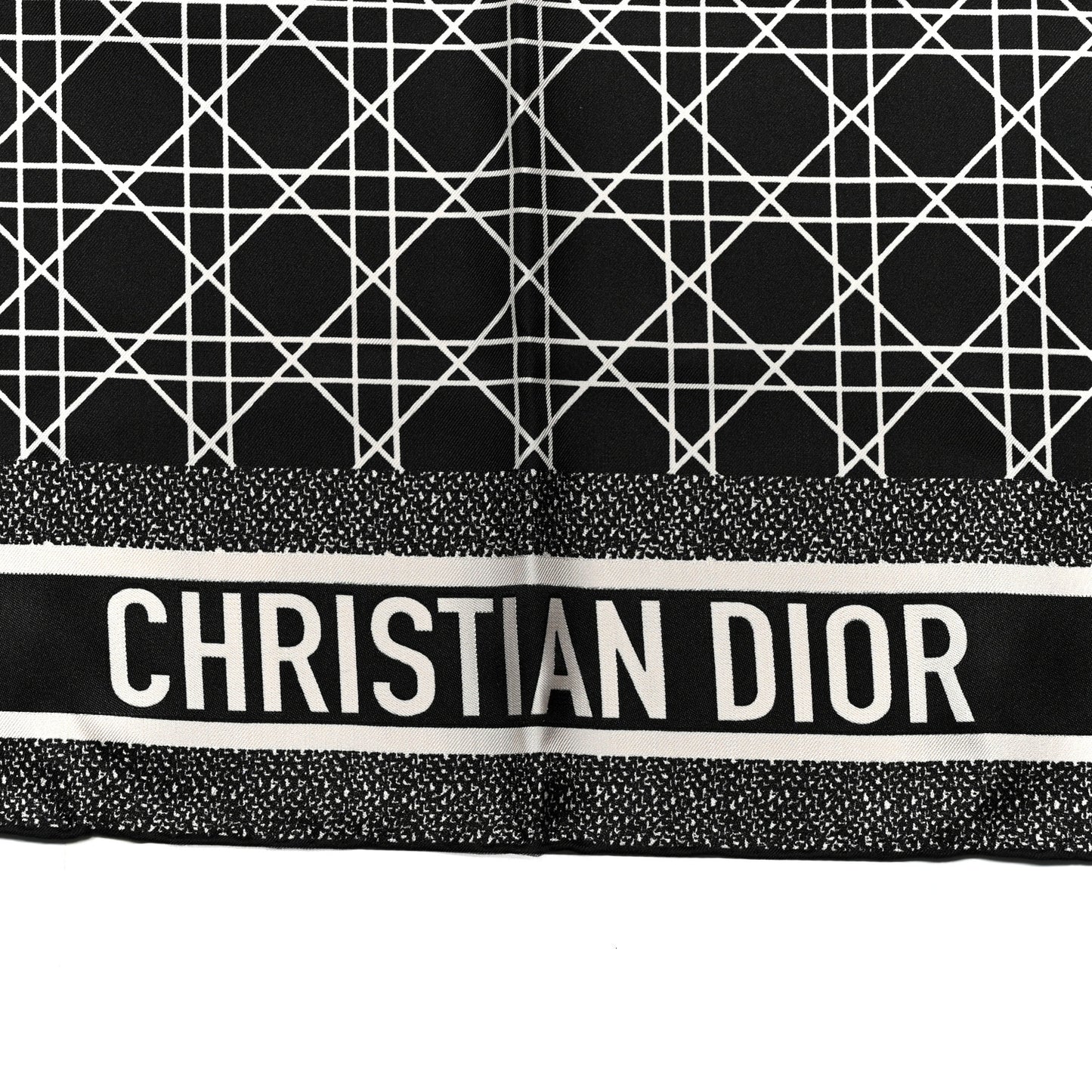 Silk Cannage Square Scarf 90 Black White