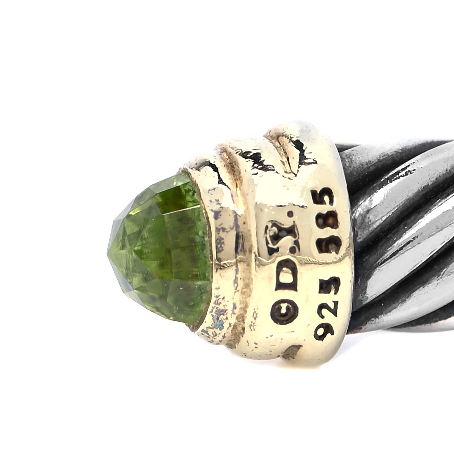 David Yurman Sterling Silver 14K Yellow Gold Peridot 5mm Cable Classics Petite Color Bracelet 4 of 4