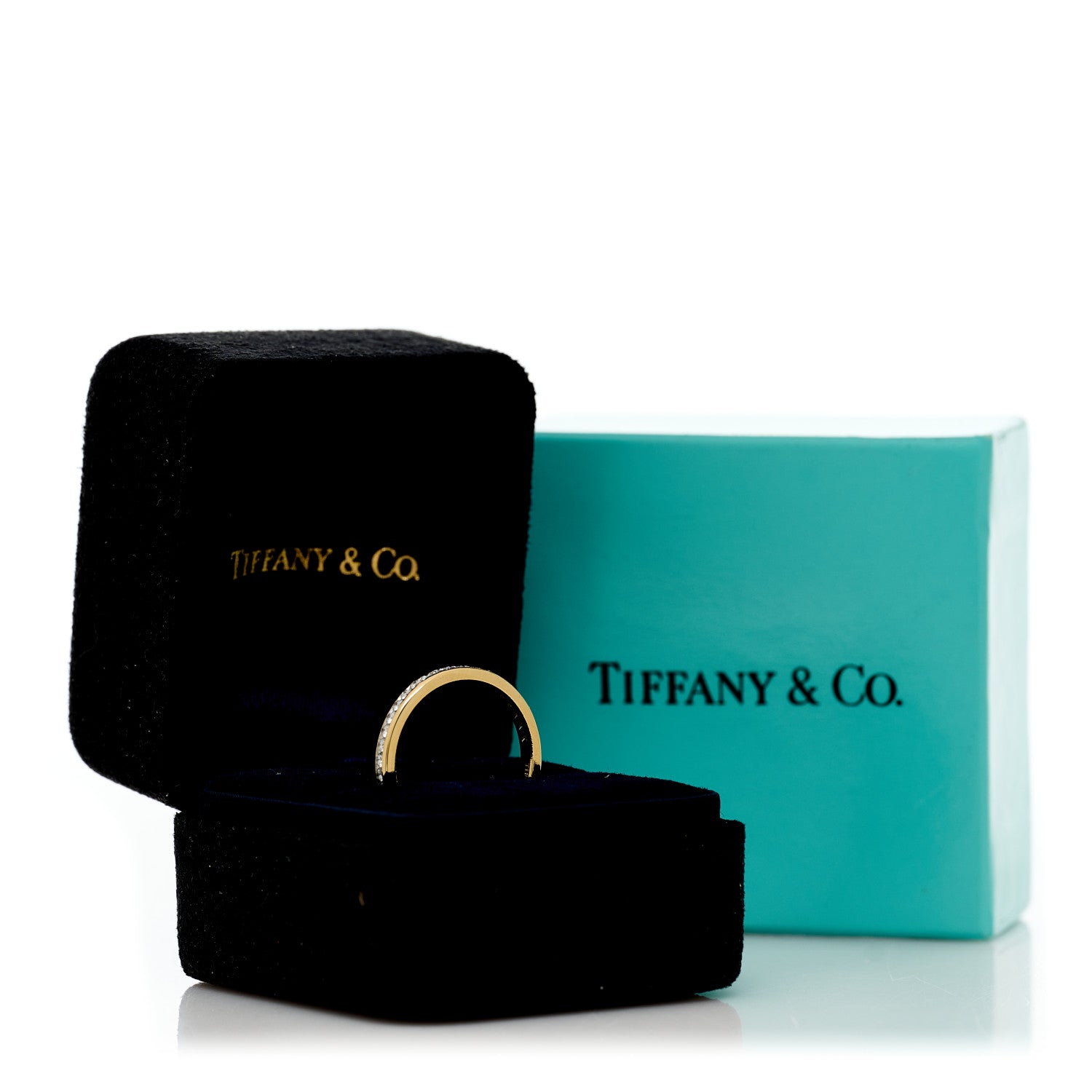 Tiffany 18K Yellow Gold Diamond 2mm Channel Set Band Ring 52 6 5 of 5