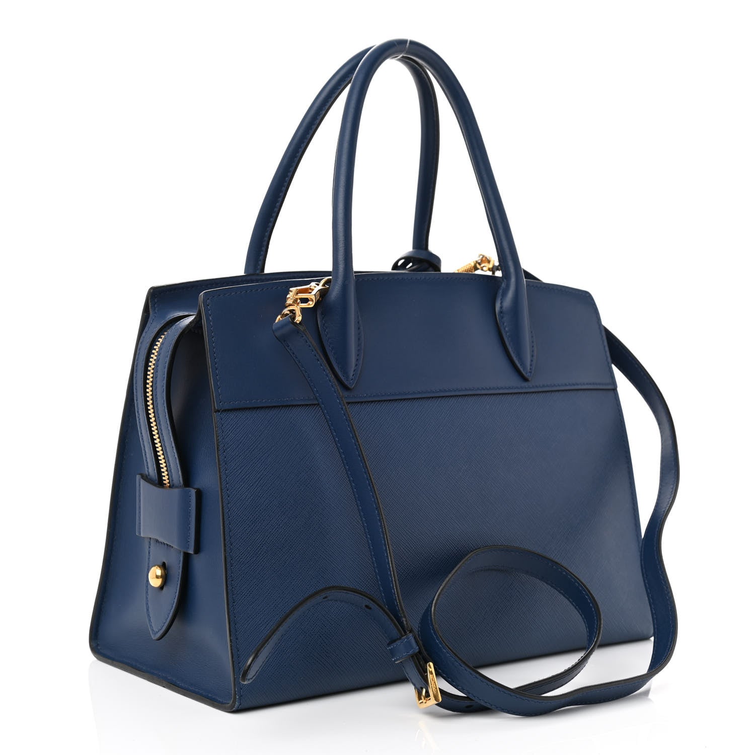 Prada Saffiano City Calfskin Medium Esplanade Bleuette 3 of 9