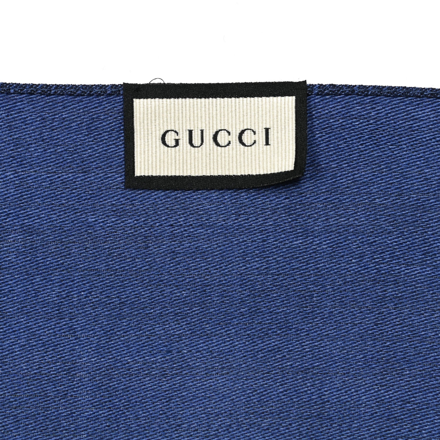 Gucci Wool Silk Jacquard Monogram Scarf Blue 4 of 4