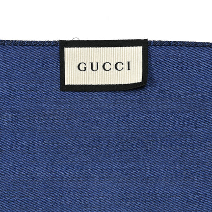 Gucci Wool Silk Jacquard Monogram Scarf Blue 4 of 4